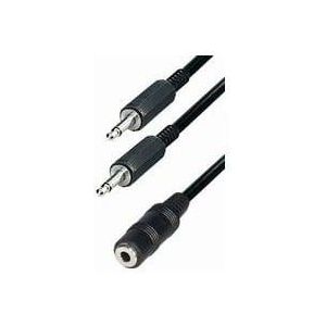 2x 3,5mm Jack (m) mono - 3,5mm Jack (v) stereo audio splitter adapter - 0,20 meter