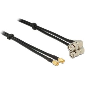 SMA (m) - BNC (m) Twin kabel - RG58 - 50 Ohm / zwart - 10 meter