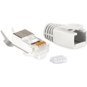 RJ45 krimp connectoren (STP) voor CAT6/6a/7/7a netwerkkabel (vast/flexibel) - 20 stuks (3-delig) / grijs