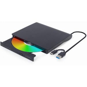 Gembird externe USB CD/DVD-Rom drive (lezen en branden) - USB-A/USB-C - USB3.0 / zwart