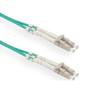 Low Loss LC Duplex Optical Fiber Patch kabel - Multi Mode OM3 - turquoise / LSZH - 0,50 meter