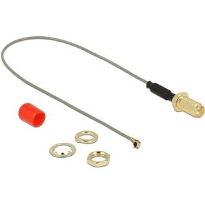 MHF I (v) - RP-SMA (v) kabel met ferriet kern - Micro Coax (1,13 mm) - 50 Ohm / grijs - 0,20 meter