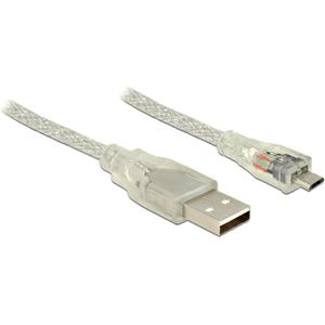USB Micro B naar USB-A kabel - USB2.0 - tot 1A / transparant - 5 meter