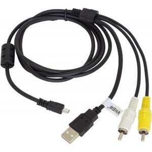 Camera 8-pins naar Tulp composiet A/V en USB-A kabel - USB2.0 - tot 1A / zwart - 1,5 meter