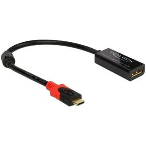 Premium DisplayPort naar USB-C adapter (4K 60 Hz) / zwart - 0,20 meter