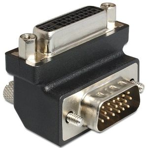 DVI-I (v) naar VGA (m) adapter - 90° haaks naar beneden / zwart