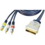 Premium S-VHS en Tulp 2x RCA (m) - Scart (m) IN / OUT kabel - 3 meter