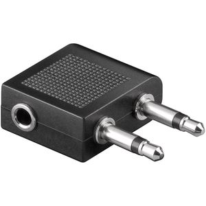 3,5mm Jack stereo audio vliegtuigadapter - haaks / zwart