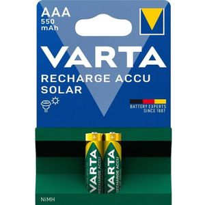 Varta AAA (HR03) Recharge Accu Solar batterijen / 550 mAh - 2 stuks in blister