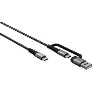 Goobay USB-C Textile kabel | incl. USB-A adapter | USB2.0 | PD 60W | 3 meter