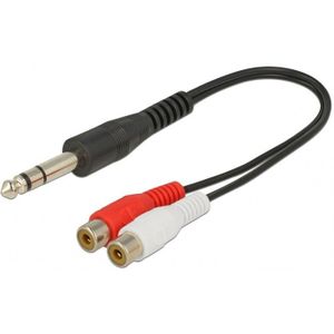 6,35mm Jack (m) - Tulp stereo (v) audio adapter kabel - 0,20 meter