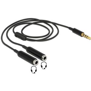 3,5mm Jack 4-polig audio splitter - slim uitvoering / zwart - 0,25 meter