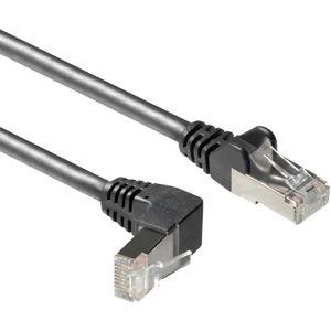 S/FTP CAT6a 10 Gigabit netwerkkabel haaks naar boven / recht / zwart - 0,50 meter