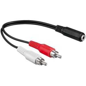 Tulp (m) - 3,5mm Jack (v) stereo audio adapter kabel - 0,20 meter