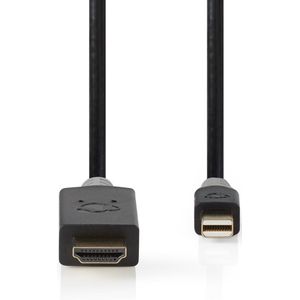 Nedis Mini DisplayPort 1.4 naar HDMI 2.0 kabel (4K 60 Hz + HDR) / zwart - 2 meter
