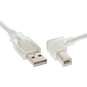 USB naar USB-B haaks kabel - USB2.0 - tot 2A / transparant - 0,50 meter