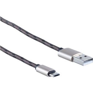 USB Micro B naar USB-A kabel - USB2.0 - tot 2A / bruin nylon - 0,90 meter