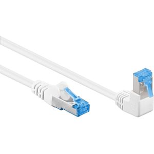S/FTP CAT6a 10 Gigabit netwerkkabel haaks naar boven / recht / wit - LSZH - 2 meter