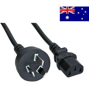 C13 (recht) - Type I / Australië/Nieuw-Zeeland (recht) stroomkabel - 3x 0,75mm / zwart - 1,8 meter