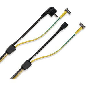 Medisch apparaatsnoer met rechte C13 plug en haakse stekker - 3x 1,50mm / zwart - 5 meter