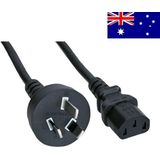 C13 (recht) - Type I / Australië/Nieuw-Zeeland (recht) stroomkabel - 3x 1,00mm / zwart - 2,5 meter