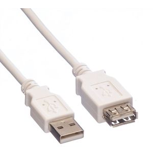 USB naar USB verlengkabel - USB2.0 - tot 0,5A / wit - 1,8 meter