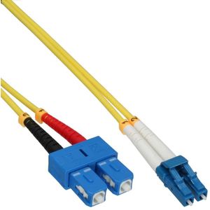 LC - SC Duplex Optical Fiber Patch kabel - Single Mode OS2 - geel / LSZH - 15 meter