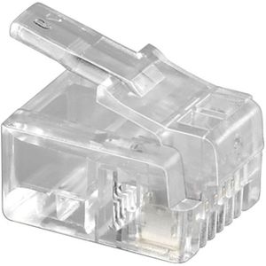 RJ11 krimp connectoren (6P4C) voor ronde telefoonkabel - 10 stuks / transparant