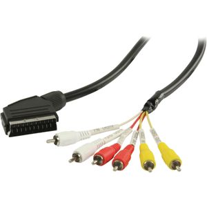 Scart (m) - Composiet 3RCA IN + OUT (m) kabel / zwart - 2 meter