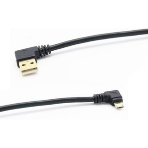 USB Micro B haaks naar USB-A haaks kabel - USB2.0 - tot 2A / zwart - 0,50 meter