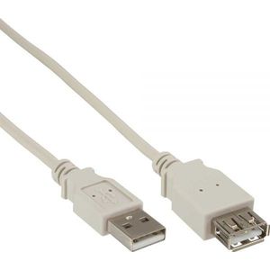 USB naar USB verlengkabel - USB2.0 - tot 2A / beige - 0,30 meter