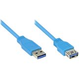 USB naar USB verlengkabel - USB3.0 - tot 0,9A / blauw - 5 meter