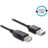 Easy-USB-A naar USB-A verlengkabel - USB2.0 - tot 2A / zwart - 3 meter