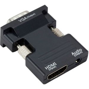 HDMI naar VGA + 3,5mm Jack adapter - compact / zwart