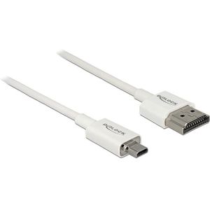 Dunne Premium Micro HDMI - HDMI kabel - versie 2.0 (4K 60Hz) / wit - 0,50 meter
