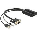 Premium VGA + 3,5mm Jack naar HDMI adapter met HDCP / zwart - 0,25 meter