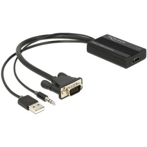 Premium VGA + 3,5mm Jack naar HDMI adapter met HDCP / zwart - 0,25 meter