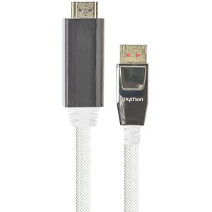 PYTHON DisplayPort naar HDMI kabel - DP 1.4 / HDMI 2.0 (4K 60Hz + HDR) / wit - 2 meter