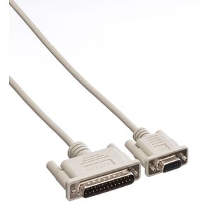 Premium seriële RS232 null modemkabel 9-pins SUB-D (v) - 25-pins SUB-D (m) / gegoten connectoren - 1,8 meter
