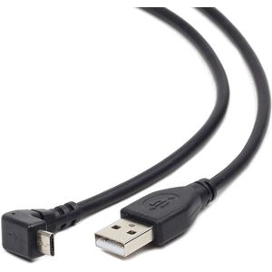 USB Micro B haaks naar USB-A kabel - USB2.0 - tot 1A / zwart - 1,8 meter