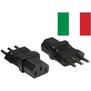 Stroom adapter C13 (v) - Italiaanse (type L) stekker (m) / zwart