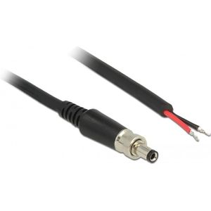 DC plug schroefbaar (m) 5,5 x 2,5mm stroomkabel met open einde - max. 2A / zwart - 1 meter