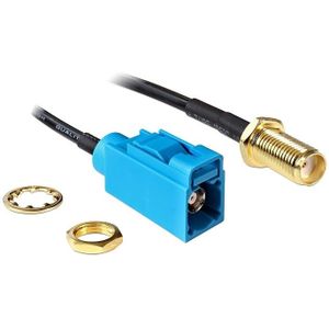 Fakra Z (v) - SMA (v) adapter kabel - RG174 - 50 Ohm / zwart - 0,20 meter
