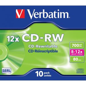 Verbatim CD-RW discs in Jewel Case - 12-speed - 700 MB / 80 minuten / 10 stuks