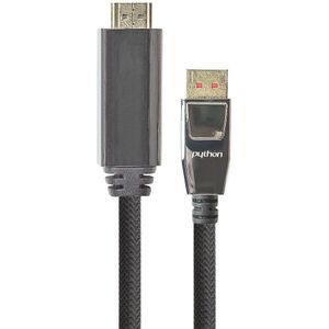 PYTHON DisplayPort naar HDMI kabel - DP 1.4 / HDMI 2.0 (4K 60Hz + HDR) / zwart - 10 meter