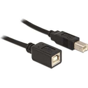 USB-B naar USB-B verlengkabel - USB2.0 - tot 2A / zwart - 2 meter