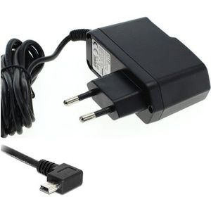 USB Mini B thuislader met vaste kabel en haakse connector (naar links) - 1A / zwart - 1,2 meter