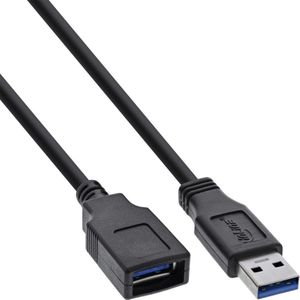 USB naar USB (volledig bedekt) verlengkabel - USB3.0 - tot 2A / zwart - 2,5 meter