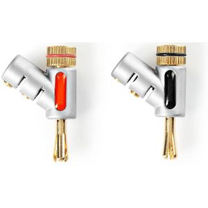 Premium banaan connector set voor luidsprekerkabel tot 7 mm - haaks / 1x rood + 1x wit