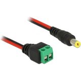 DC plug (m) 5,5 x 2,1mm stroomkabel met 2-pins terminal block / zwart/rood - 0,50 meter